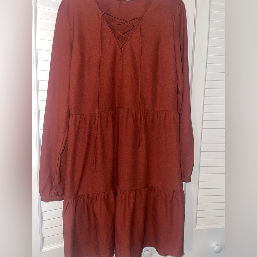 JustFab Cinnamon Long Sleeve Boho Dress